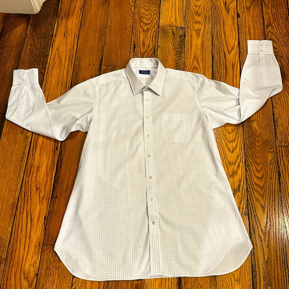NWOT🤩 J MICHAELS CLOTHIERS CUSTOM  COTTON BLUE & WHITE MENS DRESS SHIRT - Picture 1 of 8